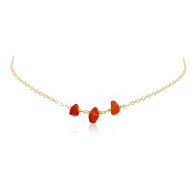 Carnelian Beaded Chain Choker in 14k Gold Fill