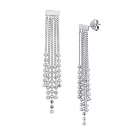 Vanbelle Sterling Silver Jewelry - Rhodium Plated with 925 Stamp - Beaded Tassle Earring - Elegant Handcrafted for Women