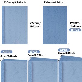 15 Sheets Thermal Binding Covers A4 Thermal Binding Covers PVC Heat Binding Cover 3mm-16-25 Sheets 6mm-36-50 Sheets 8mm-51-70 Sheets Blue with Cover