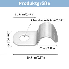 HARY Pack of 50 Cable Clamps 6 mm Mounting Clamp Metal Cable Clamps for Screwing Single Hole U Clip Pipe Clamps for Cable Diameter 6-7 mm
