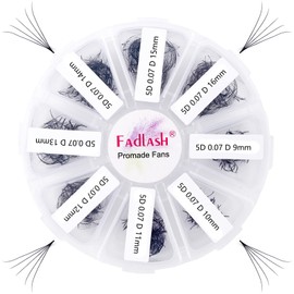 Volume Lash Extensions 1000pcs Premade Fans Eyelash Extensions Promades Eyelash Loose Fans Pointed Base 5D/8D/10D/12D/14D/16D 9-16mm/15-20mm Mixed Tray Avalible (5D-0.07D, 9-16mm)