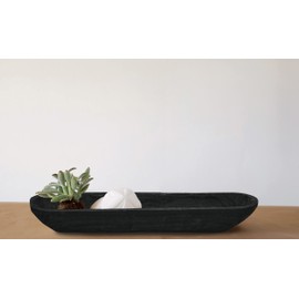 Creative Co-Op Decorative Paulownia Wood Bowl, Black