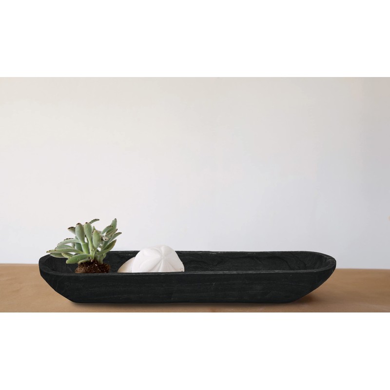 Creative Co-Op Decorative Paulownia Wood Bowl, Black