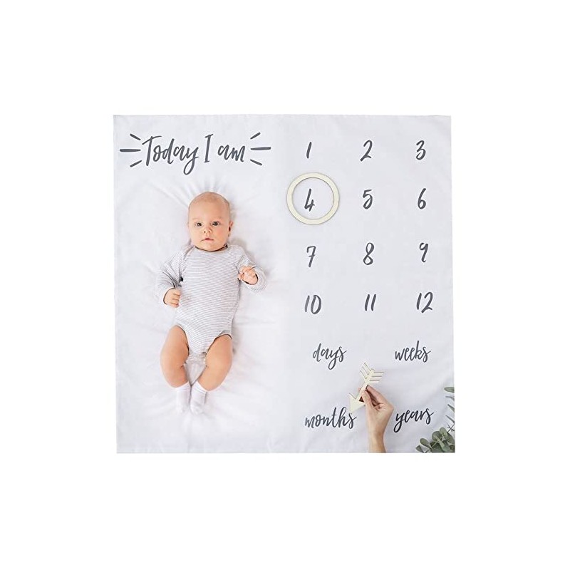Ginger Ray White Fabric Baby Milestone Blanket Mat Keepsake 1