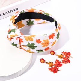 YAHPERN Thanksgiving Fall Headband for Women Cute Turkey Pumpkin Maple Leaf Knotted Headband Autumn Thanksgiving Fall Hair Accessories Outfits Holiday Gifts (Thanksgiving Maple Leaf)