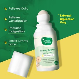 Mother Sparsh Tummy Roll On for Baby, Colic Relief and Digestion, 100% Ayurvedic, Hing & Saunf, 40ml