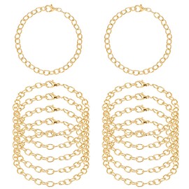 12 Pieces Gold Plated Chain Bracelets Gold Charm Bracelet Alloy Bracelet Link Chains DIY Charm Bracelet Chains Lobster Clasp Link Chain Bracelets for Men Women DIY Jewelry Bracelet Making Supplies