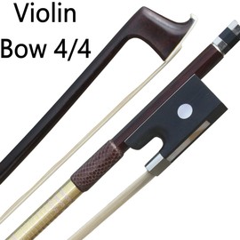 ARCRAW Pernambuco Wood Violin Bow 4/4 Full Size French PECCATTE Model Rococo Style Teacher Student Professional Stringed Instrument Round Stick Bow