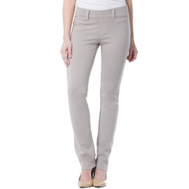 Fishers Finery Women's Ponte Stretch Skinny Straight Leg Business Casual Pants - Pull On Mid Rise with Belt Loops, Yoga Legging Comfort (Gray, L Tall)