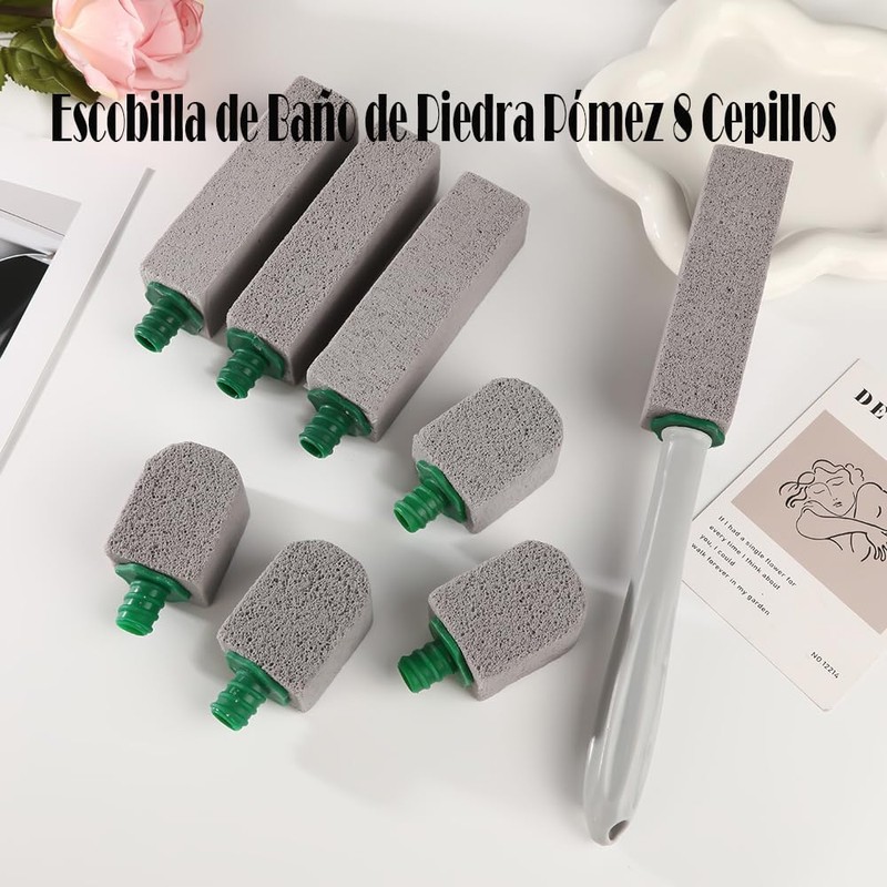 GUIBELL Set Limpiador Piedra Volcánica Pumice 8 Pack Mango Largo