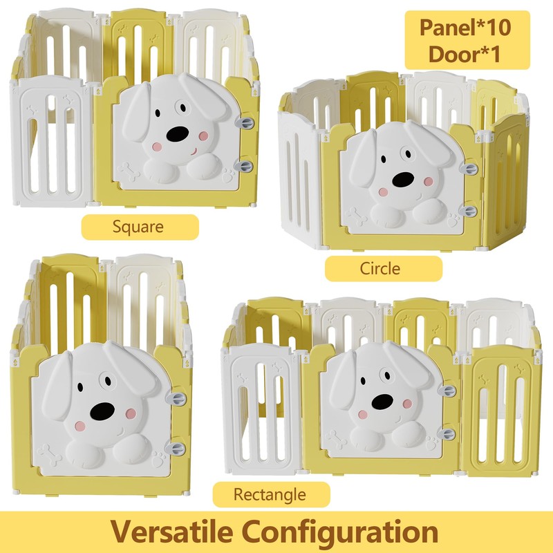 Aoole Foldable Dog Play Pen Indoors, Non-Slip Sturdy Puppy Playpen