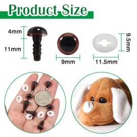 TOAOB 50pcs 9mm Brown Plastic Safety Eyes with 50pcs Washers for Dolls