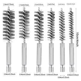 Supkeyer 6Pcs Stainless Steel Bore Brush Bristles Wire Brush Wire Tube Cleaning Brush Washing Polishing Tools with 1/4 inch Hex Shank Handle for Power Drill Cleaning Impact Driver (Stainless Steel)