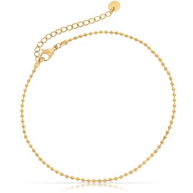 Made by Nami Stainless Steel Women's Anklet with Strong Lobster Clasp - Various Designs - Women's Anklet Gold or Silver - Girls Foot Jewellery - Gift for Her (Gold), 22.5 cm, Stainless Steel