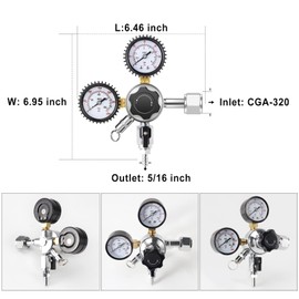 FERRODAY Co2 Regulator Beer Keg Regulator Kegerator Dual Gauge Co2 Regulator Beer Keg Dual-stage Kegerator Regulator CGA-320 Beer Regulator Co2 Kegerator Part Beer Keg Regulator Co2 Beer Gas Regulator