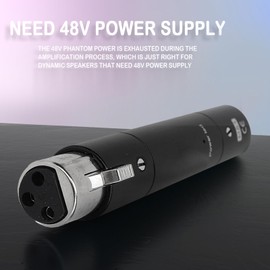 Inline Microphone Preamp, Lossless Amplification Dynamic Active Inline Mic Booster Preamplifier with 28dB Gain, for Dynamic and Passive Ribbon Microphones (Black)