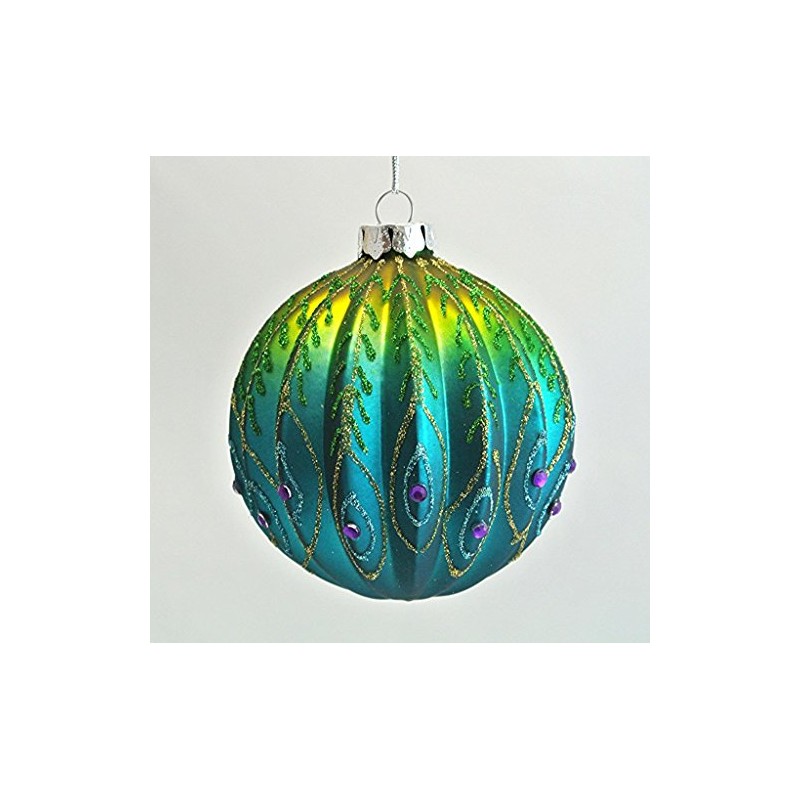 Ribbed Peacock Bauble