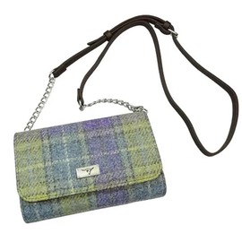 Glen Appin of Scotland Harris Tweed Strathy LB1239-COL112 Shoulder Bag in Muted Purple/Lime Green Tartan LB1239-COL112, Multi-Colour, One Size, multicoloured, Unit size