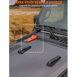 Savadicar 2-Piece Orange Hood Hinge Trim Cover for Jeep Wrangler JL JLU 4xe & Gladiator JT 2018-Present – Exterior Decorative Upgrade Accessories