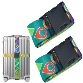 Luggage Strap Suitcase Belt Travel Bag Accessories (Lively Locations-2pack)