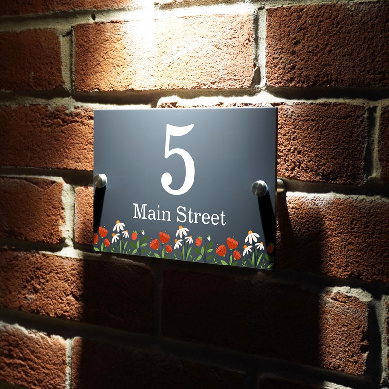 Badgemaster Modern Anthracite House Number Sign Plaque Stainless Steel Standoffs