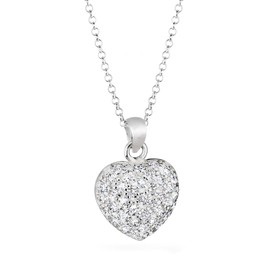 Elli Women's Heart Pendant Necklace with Zirconia in 925 Sterling Silver, Sterling Silver, Cubic Zirconia