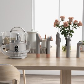 KOKEBREN Professional 6-in-1 Pet Grooming Kit with Vacuum & Trimming Tools - 400W Copper Motor, 134.7W Suction, 2.0L Dustbin, 74dB Quiet for Dogs/Cats, ABS Material (White&Orange)