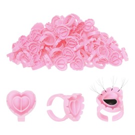 Studio Limited Eyelash Extension Glue Ring (300 PCS) Disposable Heart Shape Glue Cups Holder for Smart Lash Fans and Blossoms in Pink Lash Extension Supplies for Volume Lashes Lovely Disposable Rings