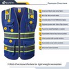 JKSafety 9 Pockets High Visibility Zipper Front MESH Blue Safety