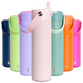 Elemental 24oz Insulated Water Bottle with Straw - 100% Leak-Proof Stainless Steel Core Water Bottles for Travel, Sports and Gym - Double Wall Insulation & BPA Free - Blush Pink