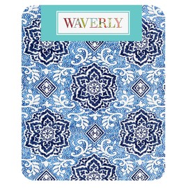 Waverly Spotlight Mediterranean Tile Print Indoor/Outdoor Print Fabric Tablecloth, Blue Mosaic Medallion Design, Stain and Water Resistant Tablecloth, 52 Inch x 70 Inch Oblong/Rectangle