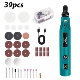 Unbranded 39pcs Cordless Rotary Tool Kit w/ Accessories Grinding Sanding Polishing 5-Speed - Blue