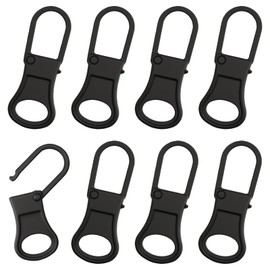 8 Pcs Zipper Pull Replacement Universal Detachable Zipper Puller Tab Head for Coat Luggage Jacket Pants Shoes Backpack Clothing Purse Black