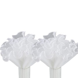 beiyaiey 2 Pack 4.5 Yard White Flower Wrapping Paper Pearl Edge Mesh Bouquet Wrapping Paper Pearl Wrinkled Wave Net Yarn