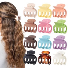 12 Pieces Hair Claw Hair Clips Women 4.6 cm Small Claw Clips for Thin Hair, Matte Non-Slip Hair Clips Strong Hold Jaw Clips Styling Hair Accessories for Women and Girls