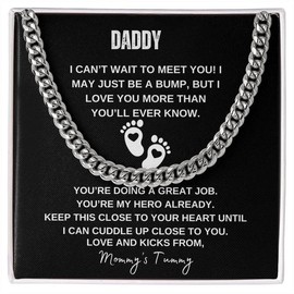 My Daddy Necklace Pregnancy Announcement For Dad To Be Baby Shower First Time Parents New Dad Fathers Day - Specification: Material-14k Yellow Gold Finish, Carat: Box-Lux LED