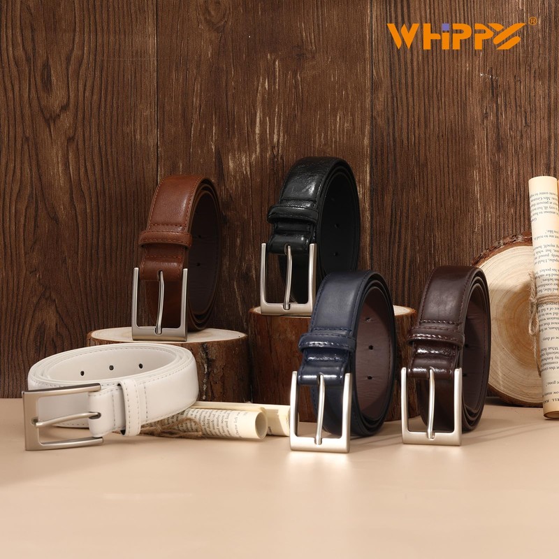 WHIPPY Men's Leather Belt Classic Denim Belt for Men 38