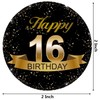 Black and Gold 16th Birthday Party Favor Stickers - 2