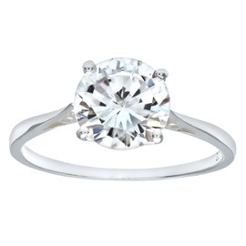 Mogul Silver Cubic Zirconia Set Solitare Ring - Size S