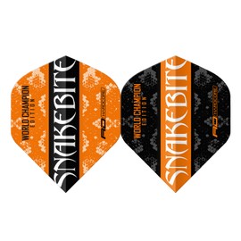 RED DRAGON Yin Yang Double Sided Peter Wright Snakebite Orange & Black Standard Dart Flights 3 Sets Per Pack (9 Dart Flights in Total)