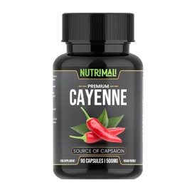 NutriMali NutriMali Cayenne Pepper Organic - 90 Vegan Capsules | High Strength Up to 1500mg | Natural Herbal Supplement | Zero Fillers 100% Natural & Eco Friendly Packaging
