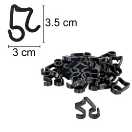 SHATCHI 48Pcs Black Gutter Hooks for Outdoor Hanging Christmas Icicle String, Rope Lights Decorations –UV-Protected, Weatherproof, Reusable Clips, Pack of 48