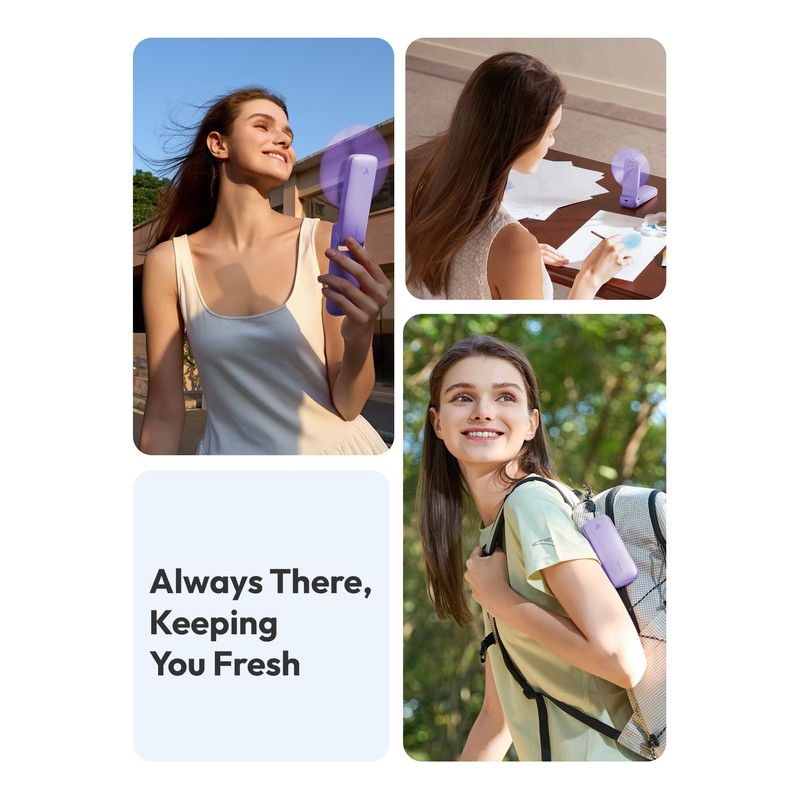 Aecooly Slim Portable Fan, Thin Handheld Fan, USB Rechargeable Mini