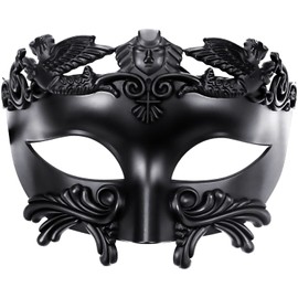 Lilwemen Ancient Greek Spartan Warrior Roman Masquerade Mask Men Venetian Mask Wedding Ball Mask Mardi Gras Mask Wedding Ball Mask Burlesque Ball Party (Black)