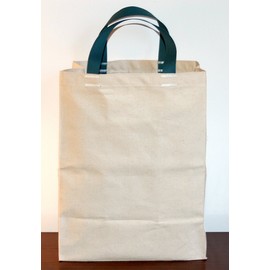 Turtlecreek Made in USA Cotton Canvas Reusable Grocery Tote Bags - Short Blue-Silver Handles - Regular Size - 5 Pack