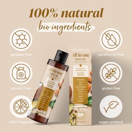 QKnatur - All in One Oil for Skin Care - 200 ml - Improves the Appearance of Scars | Prevents Blemishes and Stretch Marks | Formulated with 10 Vegetable Oils