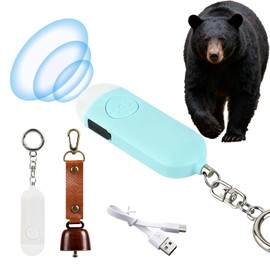 Rechargeable Bear Horn with 130dB Loud Alarm & LED Strobe Light – Ultra-Lightweight Personal Safety Horn for Hiking, Camping, Wildlife Protection ,Bear-Protection（White）