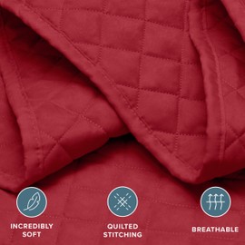 Bare Home Coverlet Set - King Size - Lightweight Bed Decor - Comforter Alternative - All-Season Quilted Bedspread (King, Red)