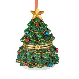 Collections Etc Festive Holiday Trinket Box Ornaments