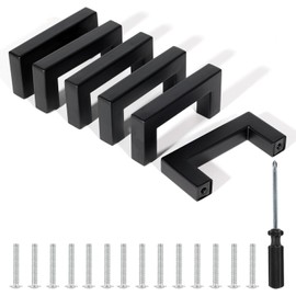 Baoweihua Furniture Handles, Cabinet Handles, 64 mm, Stainless Steel Kitchen Handles, Kitchen Cupboards, Drawer Handles, Door Handles, Black, Pack of 6 for Kitchens, Cupboards, Drawers, Furniture